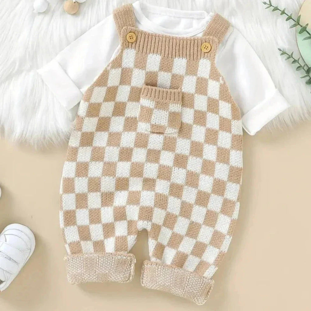 ! Frankie Geruite 1-Delige Overall – Unisex Baby Tuinbroek