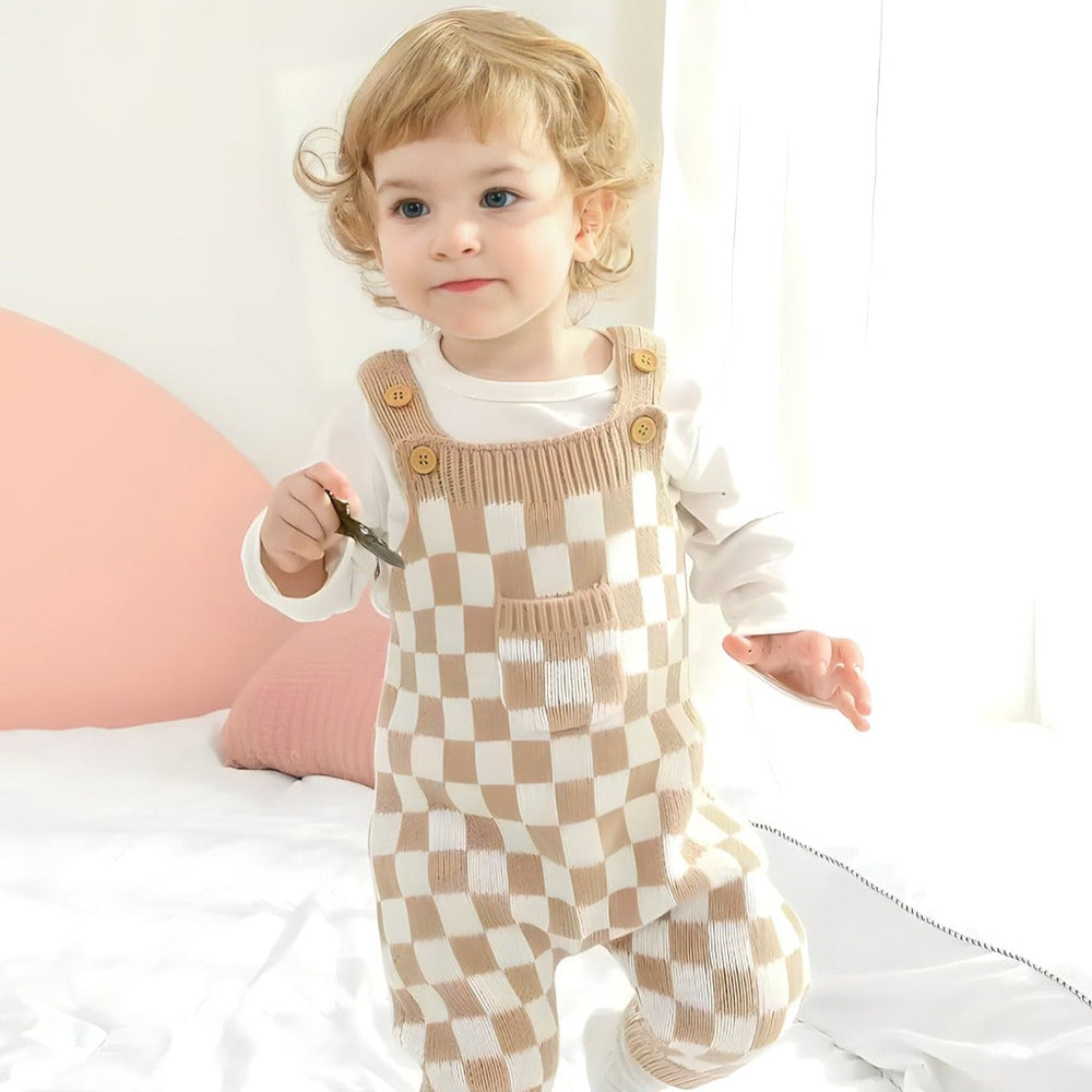 ! Frankie Geruite 1-Delige Overall – Unisex Baby Tuinbroek