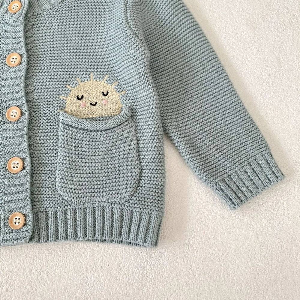 ! Salieblauw Meisjes Vest – 100% Gebreid Katoen Cardigan