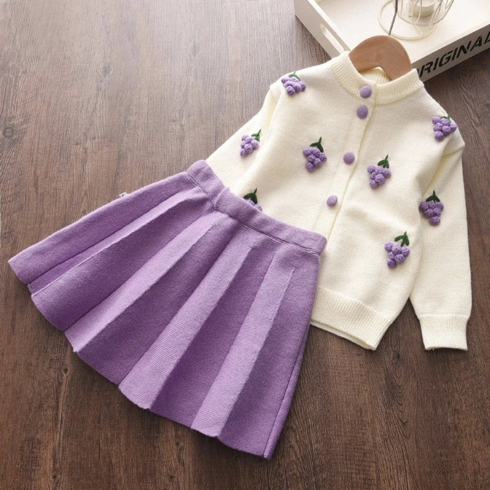 Autumn Iris Meisjes 2-Delige Set – Lange Mouw Top met Rok